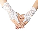 ❀ [Hochwertiger Satin] Unsere Hochzeitshandschuhe für Damen bestehen aus hochwertiger Spitze und Handstickerei, mit luxuriösen und unverwechselbaren Mustern. Diese Spitzenhandschuhe sind seidig glatt und sehr angenehm zu tragen. Sie eignen sich für Frauen mit einer Vielzahl von Händen. Aufgrund des Spitzendesigns, egal ob Sie dick oder dünn sind, können Sie den Gürtel perfekt an Ihre Handfläche anpassen.