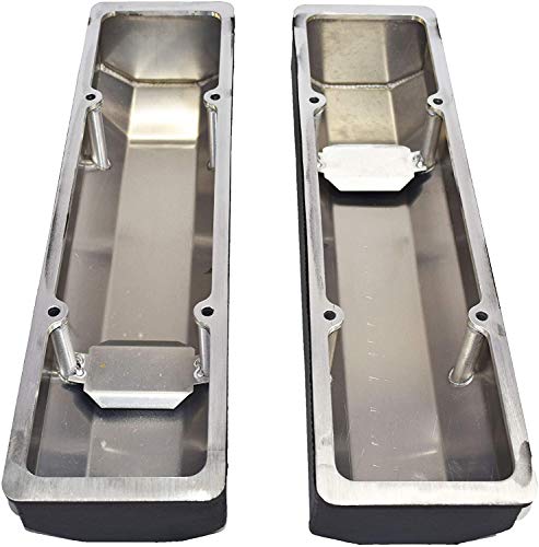 A-Team Performance - Black Anodized Fabricated Aluminum Tall Valve Covers 1/4" Rail - Compatible With Chevrolet Small Block Sbc Chevy 283 305 327 350 383 400 #TOP6