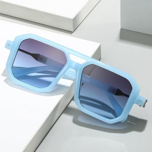 Lunettes de soleil à double ponts et verres polygonaux dégradés de mode - 3