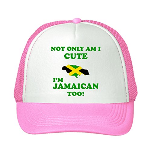 Not Only Am I Cute I Am Jamaican Too Flag Adjustable Trucker Hat Cap Pink