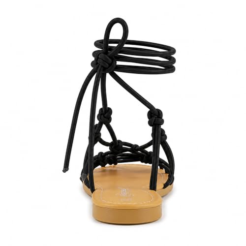Image of Women's Lace Up Gladiator Flat Sandals Strappy Dressy Summer Tie Up