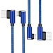 Extra Long Android Charging Cable 10ft 2 Pack Micro USB Cable 90 Degree Android Charger Cords, Right Angled Micro USB Data Transfer Cable for Samsung Galaxy S7 Android Smartphone, Black Blue