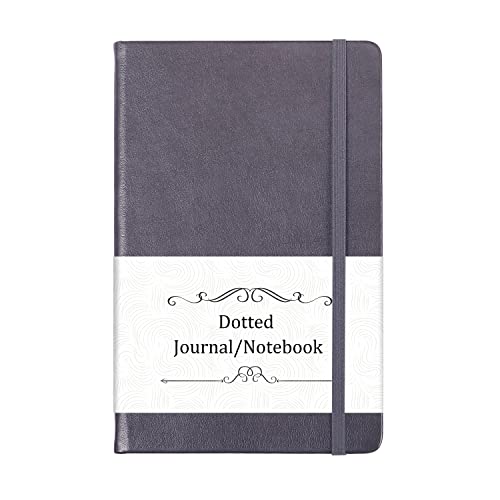Dotted Journal/Notebook - Dotted Grid Notebook/Journal, Hardcover Bullet Dotted Journal/Notebook, 5''×8.25'', Premium Thick Paper, Smooth Faux Leather, Inner Pocket - Dark Gray #TOP5