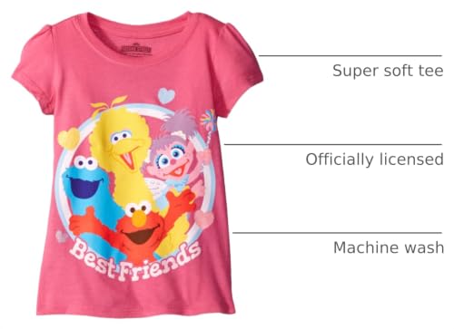 Image of Sesame Street Girls' Toddler Girls' Best Friends Short-Sleeved Puff T-Shirt