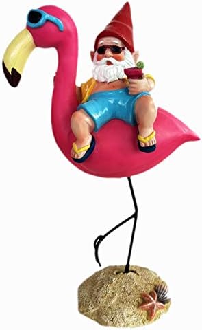 Funny Guy Mugs Garden Gnome Statue - Gnome and A Flamingo - Indoor/Outdoor Garden Gnome Sculpture for Patio, Yard or Lawn