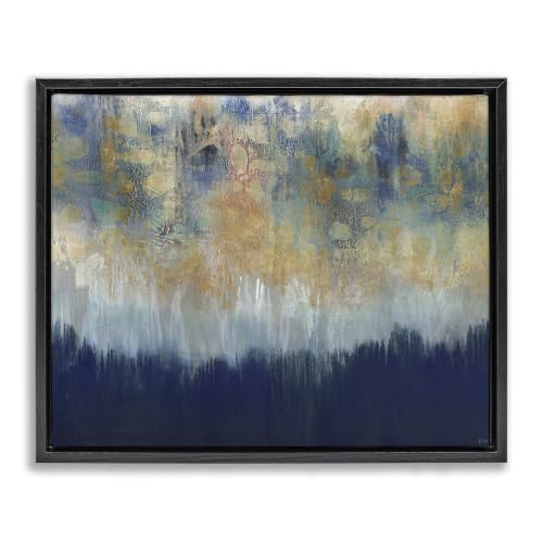 Stupell Industries Abstract Gold Blue Textured Surface Painting, Design by Third and Wall, Black Floater Framed, 24 x 30