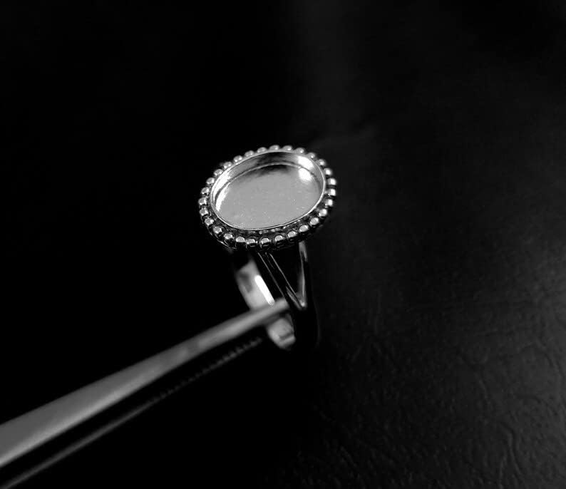 Miniatura 2 de 925 Sterling Silver Traditional Oval Shape Ring Bezel Blank Setting DIY With Split Band, Blank Ring Base, Bezel For Resin And Gemstones Work