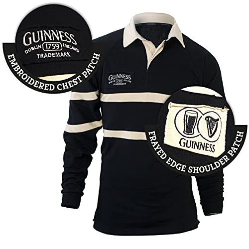 Guinness Traditional Black And Cream Rugby Jersey Large #TOP5