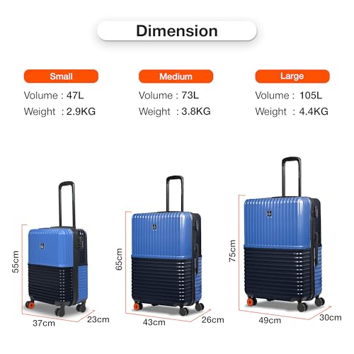 Image of Nasher Miles Istanbul Hard-Sided ABS and PC 8 Wheels Double Spinner Cabin Luggage Blue Dark Blue 20 inch | 55cm Small Trolley Bag