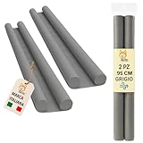 Set da 2 Paraspifferi per Porta 95 cm Grigio – Doppia Guarnizione Isolante per Ridurre Spifferi, Rumore e...