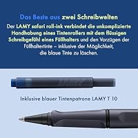 Lamy safari roll-ink steel black Tintenpatronenroller – zeitlos klassischer Stift mit ergonomischem Griff & Strichbreite M - Gehäuse aus robustem ASA-Kunststoff – inkl. Tintenpatrone T10 blau – Ansicht 4