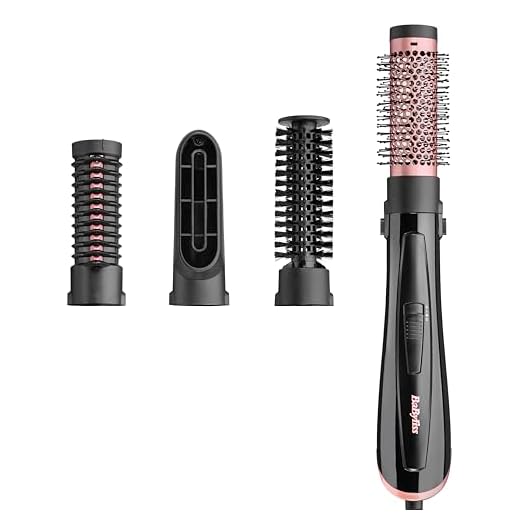 BaByliss Cepillo de aire Perfect Finish – Peinados perfecto, 3 accesorios para Alisar, Agregar Volumen y Dar forma, 2 ajustes de calor + Aire frío, Tecnología iónica antiencrespamiento, AS126E
