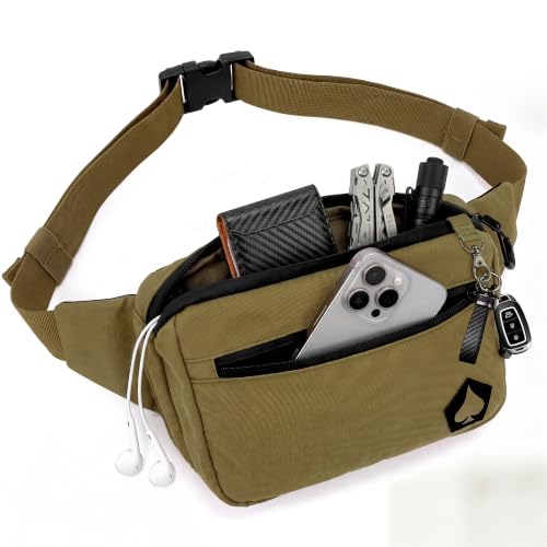 Image of HighSpeedDaddy Tactical Fanny Pack - Waterproof Fanny Belt Bag Pack with Adjustable Waist - 500D Nylon with Quick-Access Pockets - Everyday EDC Pouch for Men & Women - Coyote Brown
