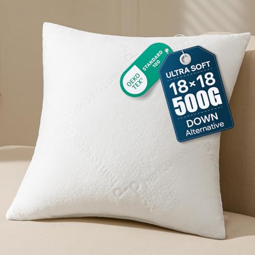 Phantoscope Premium 18x18 Throw Pillow Inserts, Ultra-Soft Pillow Inserts with Quilted Air Layer Decorative Throw Pillows for Couch, Bedroom, Square Cushion Sham Stuffer, Pack of 1