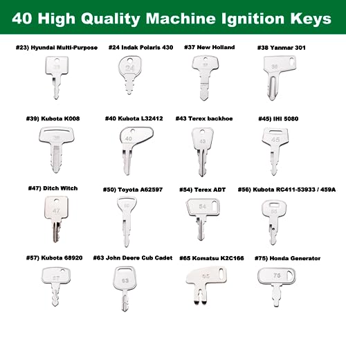 La Macaza 40PCS Equipment Keys Set, Construction Operator Ignition Keys Set Fit Cat Caterpillar Case Hyster Kubota Komatsu John Deere Yanmar Daewoo Takeuchi Ford New Holland Volvo JCB and More… - Thumbnail 4