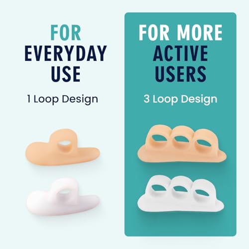 Dr. Frederick's Original Hammer Toe Gels - 2 Pairs - All-Day Relief for Crooked & Overlapping Toes - Soft Cushioning - Symptomatic Support for Toe Alignment - White - 3 Loop Design