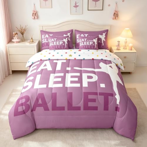Image of Feelyou Girls Ballet Comforter Set Full Size 7 Piece for Kids