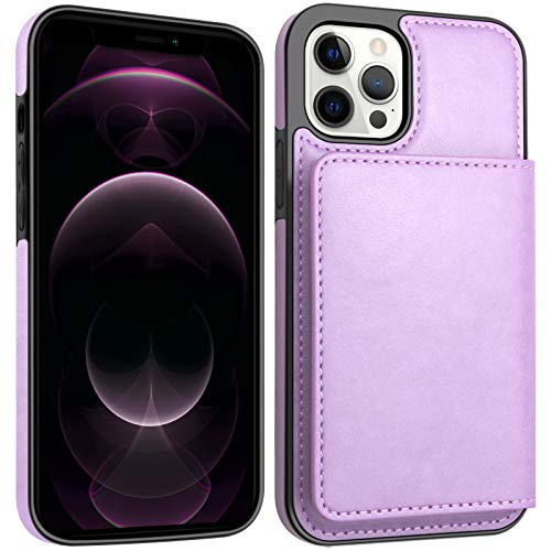Lakibeibi For Iphone 12 Case/12 Pro Case With Card Holders, Dual Layer Lightweight Slim Leather Iphone 12 Wallet Case Flip Folio Protective Phone Case For Iphone 12/Iphone 12 Pro (2020), Purple #TOP1
