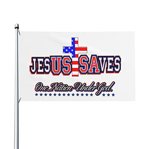 Jesus Saves One Nation Under God Flag Farmhouse Yard Outdoor Decor Outdoor Flags 3X5 Ft #TOP4