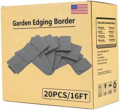 Garden Edging Border Landscape Edging Borders for Flower Beds，16 FT Imitation Stone Effect Garden Lawn Border No Dig Landscape Edging (Grey-20)