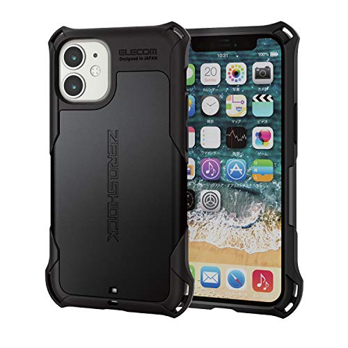 �G���R�� iPhone 12 mini �P�[�X Qi�[�d�Ή� �n�C�u���b�h ZEROSHOCK �ϏՌ� �X�^���_�[�h �u���b�N PM-A20AZEROBK