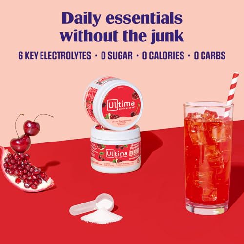 Image of Ultima Replenisher Daily Electrolyte Powder Drink Mix - Sugar Free - Cherry Pomegranate, 30 Servings - Hydration Powder with 6 Electrolytes and Trace Minerals - Keto Friendly, Vegan, Non-GMO