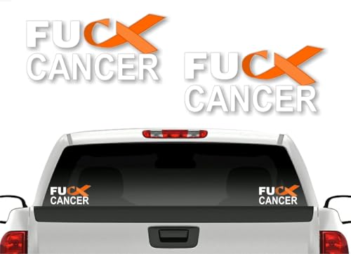 Image of 2 FU Cancer Orange Ribbon 8'' Decals FCK Leukemia Cancer Vinyl Vehicle Decal Stickers (Orange (2 Decals))