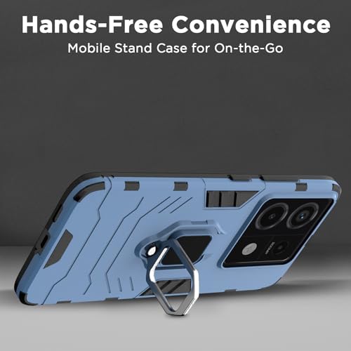 Image of Pikkme Redmi Note 13 Pro 5G Back Cover | D5 Tough Armor Bumper | 360 Protection Case | Ring Holder Stand Case for Redmi Note 13 Pro 5G (Blue)