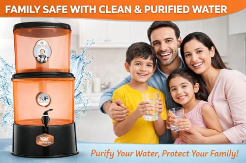 Image of Rk Aqua Fresh India MINERAL POT MUNICIPLE WATER gravity based 18 L LARGE STORAGE NON ELECTIC WATER PURIFIER 18 L Gravity Based Water Purifier (Copper Colour)