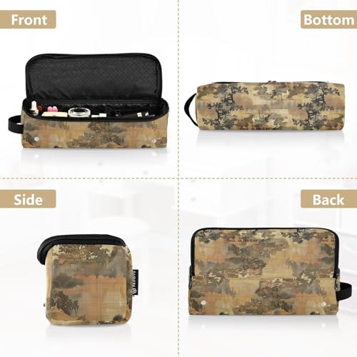 Bolsa de viaje para herramientas de cabello para mujeres con funda con base para plancha y organizador impermeable para plancha alisadora, rizadora y accesorios de cuidado del cabello, marrón con pintura china de paisaje portátil miniatura 5