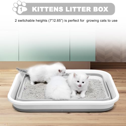 Arenero grande para gatos, plegable con pala, gris miniatura 2