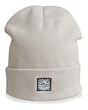stickez Unisex Beanie mit Knopf - Strickmütze aus 100% Baumwolle - beige Zebra (w)