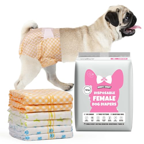Dono Disposable Dog Diapers Female with Wetness Indicator, Disposable Doggie Diapers for Female Dogs in Heat, Super Absorbent Puppy and Kitten Doggie Diapers Female for Small Medium Large Dogs