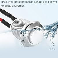 Gebildet 3Stücke wasserdichte Drucktaster Verriegelung Druckschalter Edelstahl Taster EIN Aus 12mm 2A/12V/24V/125V/250V mit Draht (Hervorstehend) – Ansicht 6