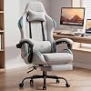 GTPLAYER Gaming Chair Fabric with Pocket Spring Cushion,Computer Office Chair with Lumbar Support for Adults Linkage Armrests and Footrest Ergonomic Gamings Chairs Height Adjustable LightGray