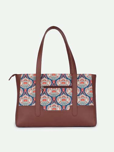 Image of ZOUK Handcrafted Vegan Leather Travel Tote Bag for Women with Multiple Compartments | Spacious Water-Resistant Shoulder Bag for Travel, Vacation, Day Trips |