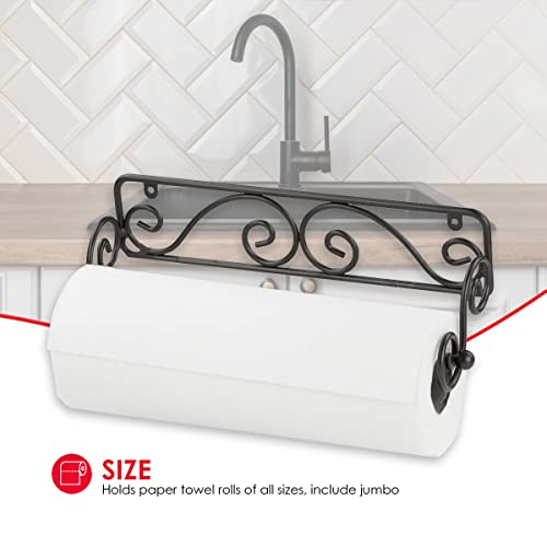 Home Basics Scroll Design Wall Mounted Paper Towel Holder | Great Space Saver | Scroll Collection | Durable Steel #TOP3