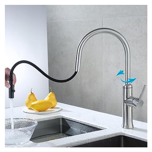 Robinet de cuisine design noir en acier inoxydable durable avec mitigeur eau chaude - 3