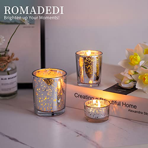 Romadedi Votive Tealight Candle Holders: 18 Pcs Mercury Glass Silver Tea Lights Candle Holder Bulk For Wedding Centerpiece Table Decorations, Bridal Shower, Party Decor, Christmas 6 Set #TOP1