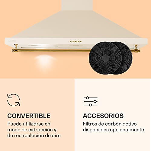 Klarstein Campana Extractora Decorativa 90 cm con Luces LED, Extractor Cocina Flujo Aire 591.5m³/h, Campanas Extractoras Acero, Extractores para Cocina con Filtros Anti Grasa con Bajo Consumo - imagen 5