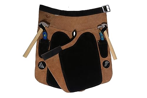 Equine Care Beige Suede & Black Leather Farrier Chaps Apron, 25in