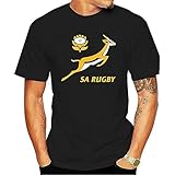 Men Short Sleeve Tshirt Springbok Rugby South Africa T Shirt Black L