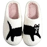 Zapatillas de estar por casa para mujer, suaves y antideslizantes, para gatos, multicolor, diseño de gato, 36/37 EU