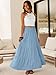 ANRABESS Womens Maxi Skirts, Elastic High Waist A-Line Tiered, Long Flowy Boho Skirts, Summer Casual Beach & Vacation Wear Bright Blue M