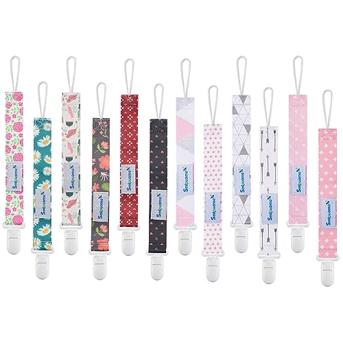 Image of Smlpuame Pacifier Clip Girl,12 Pack Stylish Binky Clips Strap for Baby Girls,Paci Holder with Clip Lightweight Universal Fits Most Pacifiers Teether Toy Teething Ring Soothie,Baby Gifts