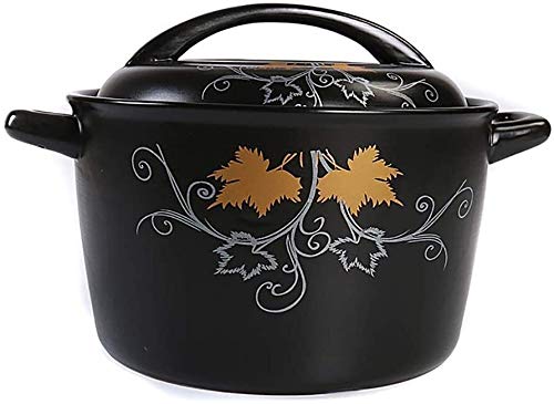 Cacerola clásica de cerámica refractaria con tapa, olla de tierra redonda de arcilla resistente al calor, olla saludable de cerámica con tapa, cacerola de cerámica, cacerola de cerámica para el hogar