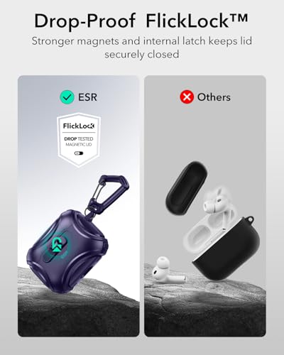 Image of ESR for AirPods Pro 3 Case (2025), Compatible with Airpods Pro 3rd Generation Case (USB-C Cable), Effortless MagSafe, Drop-Proof Lock, Easy Open, Cyber Series, Purple