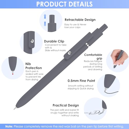 Image of Gel Pens, 6pcs 0.5mm Black Ink Fine Point Pens, Cute Office School Supplies | Quick Dry Smooth Writing Pens For Journaling Note Taking, Anniversary Birthday Gifts for Men Women, Nurse Aesthetic Pen