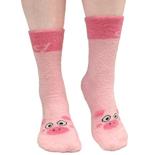 Image of BambooMN Super Soft Warm Cute Women's Animal Non-Slip Fuzzy Fluffy Crew Winter Home Socks