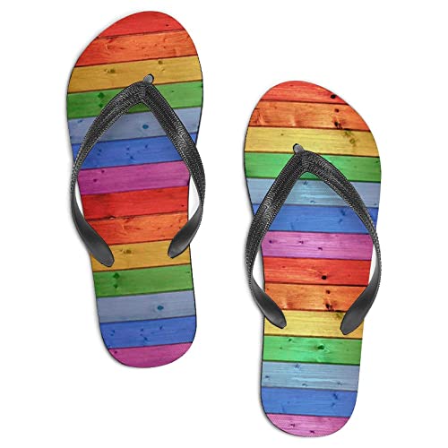 Wooden Rainbow Gay Pride LGBT Fashion Dune T Flip Flop Sandal Non Slip Slippers Beach Indoor Outdoor